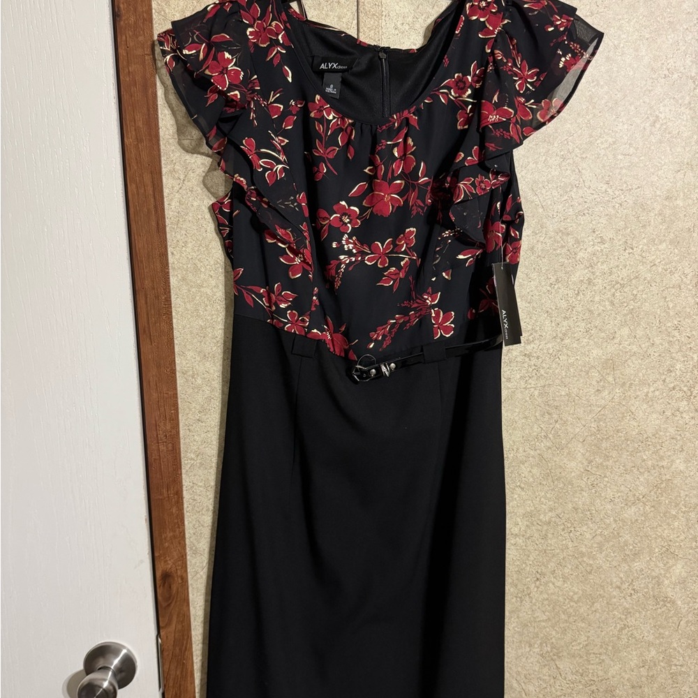 Black and Red Floral Women's Dress